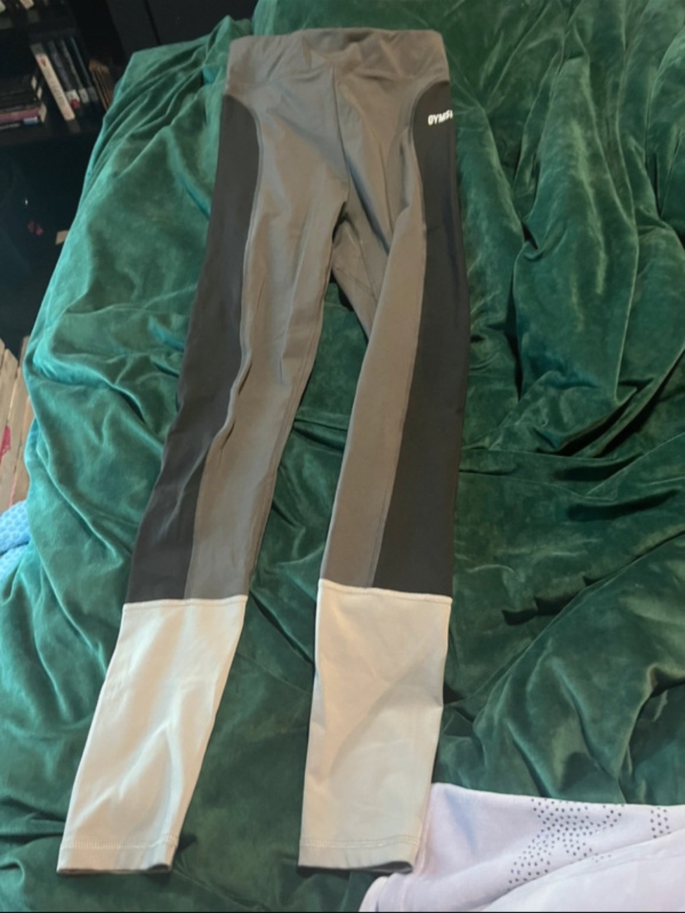 Gymshark Colorblock Leggings in Gray and Black